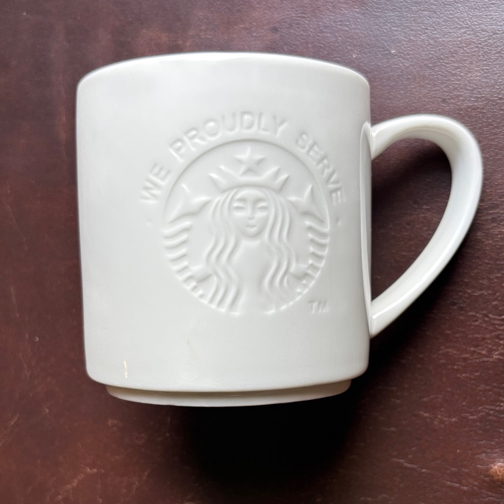 Starbucks Logo White Tea Cup Glass Coffee Mug Latte Embossed mermaid Cappuccino